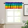 thumbnail image 3 of Rustic Rainbow Wooden Valance Curtain Colorful Farmhouse Multicolor Wood Country Rod Pocket Valance Window Treatments 1 Panel Short Curtains for Kitchen Living Room Decor 54x18 in, 3 of 5