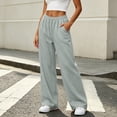 thumbnail image 5 of Ozmmyan Womens Wide Leg Sweatpants Drawstring Elastic Waist Jogger Pants Casual Loose Fit Athletic Lounge Trousers with Pockets, 5 of 7