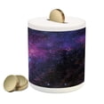 thumbnail image 1 of Galaxy Piggy Bank, Starry Night Nebula Cloud Celestial Theme Image Space Art Elements Print, Ceramic Coin Bank Money Box for Cash Saving, 3.6" X 3.2", Purple Black Blue, by Ambesonne, 1 of 4