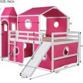 thumbnail image 6 of JERFIT Full Loft Bed with Slide, Pink Tent, Tower, Pink, 6 of 8