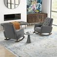 thumbnail image 7 of Walker Pillow Back Fabric Linen Nursery Rocking Chair in Dark Gray (Set of 2), 7 of 7