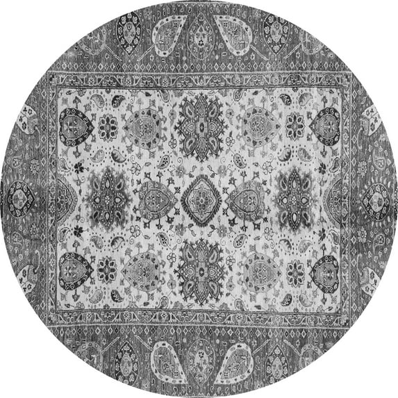 Ahgly Company Indoor Round Oriental Gray Traditional Area Rugs, 5' Round