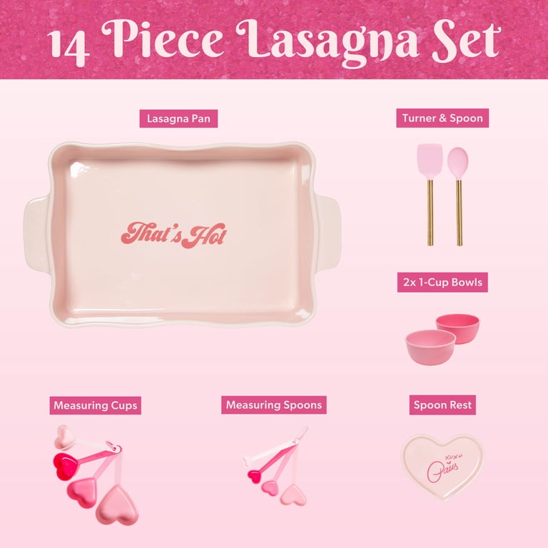 Paris Hilton 14 Piece Sliving Lasagna Set, Pink - Walmart.com
