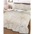 thumbnail image 3 of Quilts Twin XL Size, Vintage Ivory Starfish Soft Comforter Bedding Set for Bed, Summer Coastal Beach Marine Life Lightweight Quilted Bedspread with Pillow Cover(2 Pieces) for All Season, 68x98 Inch, 3 of 9
