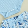 thumbnail image 6 of Okbabeha Newborn Baby Girl Summer Clothes Ruffle Sleeveless Ribbed Romper Floral Layered Shorts Headband 3Pcs Outfit, 6 of 7