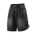 thumbnail image 2 of Mens Jorts Y2k Baggy Vintage Grunge Jean Shorts Knee Length Relaxed Fit Denim Shorts (Black XL), 2 of 4