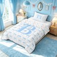 thumbnail image 2 of meiyoeat Cartoon Bow Letter B Twin Comforter Sets for Kids Girls, Aesthetic Print Bedding Set, Blue, Colorful Star Reversible, 2-Piece, 1 Comforter and 1 Pillowcase, 2 of 6