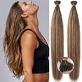 thumbnail image 2 of SEGO I Tip Hand-Tied Human Hair Extensions Cold Fusion Off Black 100 Strands Soft Straight Remy Hair Pre Bonded Stick Shoelace Tips, 2 of 9