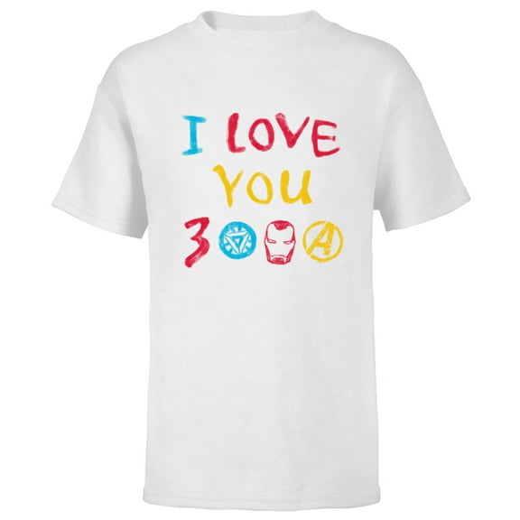 Marvel Avengers: Endgame I Love You 3000 Drawing - Short Sleeve T-Shirt for Kids - Customized-White