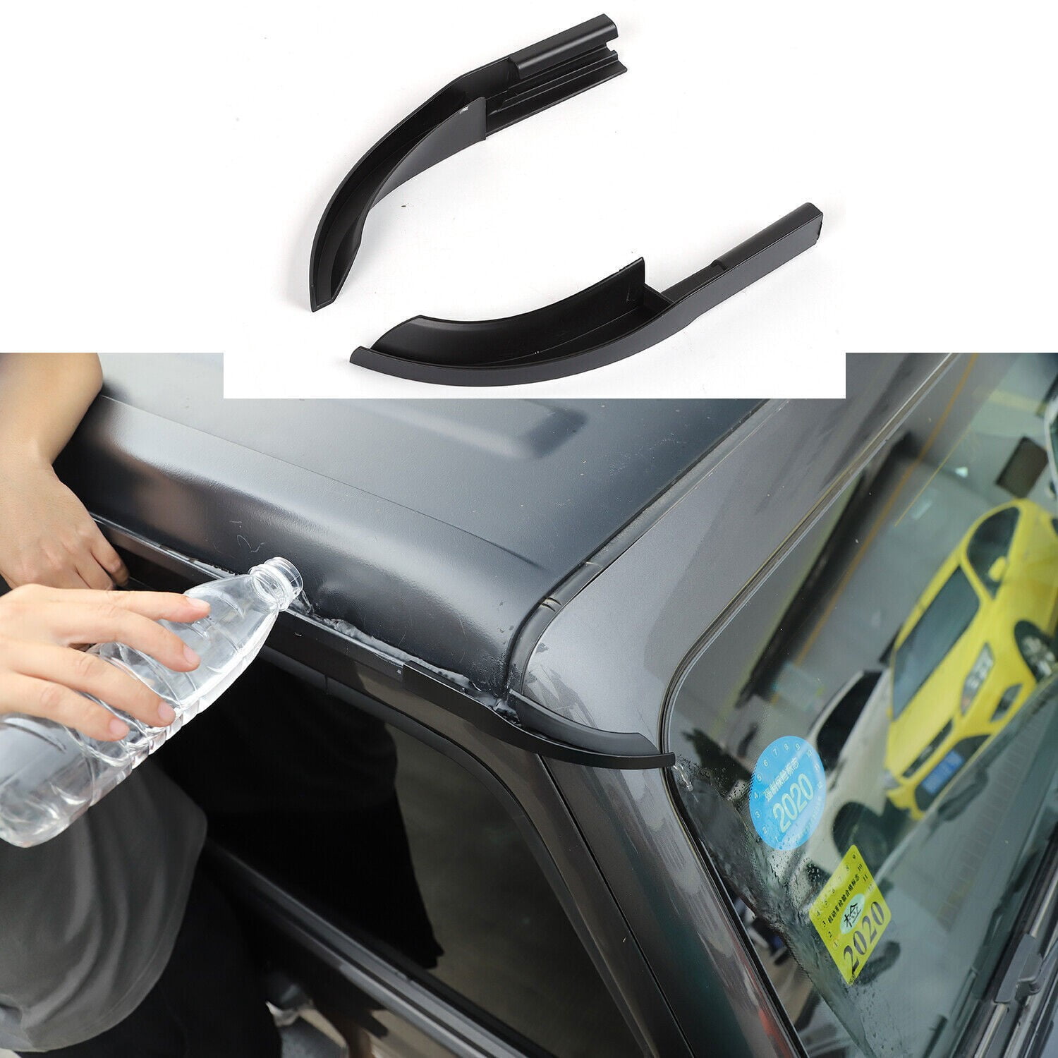 DAMAIJOY Top Roof Water Rain Gutter Extension Accessories for Jeep for Gladiator 2020-2021 for Wrangler 2018-2021 Black TRWRGEFJWJJ2A