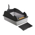 thumbnail image 4 of Caja de arena para gatos de cara alta, orinal para mascotas con cuchara para arena y estera, caja de arena, bandeja de arena profunda para suministros Negro, 4 of 10