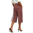thumbnail image 5 of WAGUTH Womens High Waist Cargo Capri Pants Multi Strap Flap Pocket Loose Utility Cropped Pants for Street Daily Wear, 5 of 6