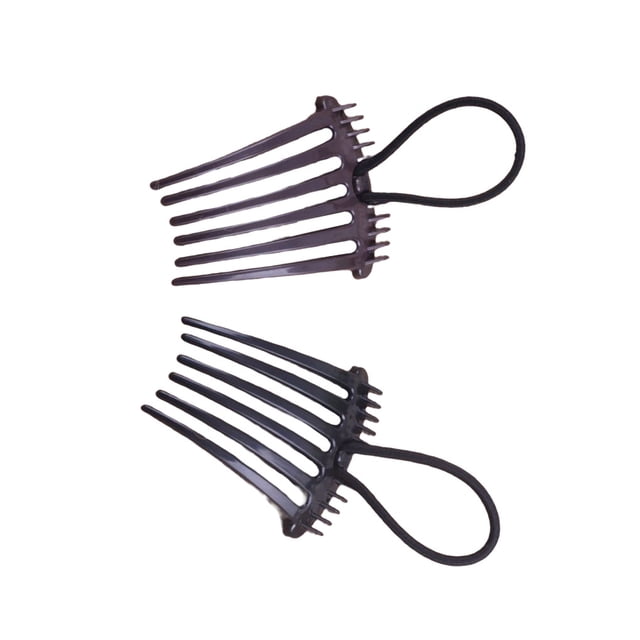 ZheElen 2 Pieces Ponytail Bump it UP Clips Wig Making Hairpins Plastic Volume Insert Barrettes Styling Tool with Elastic Band