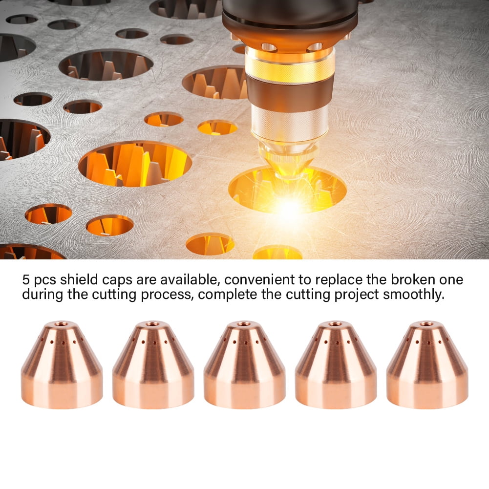 Yctze 5-Pack 220993 Plasma Cutter Shield Caps – Copper Consumables, 105A, 0.2-0.8MPa, For Plasma Cutting Torches, Essential Replacement Parts