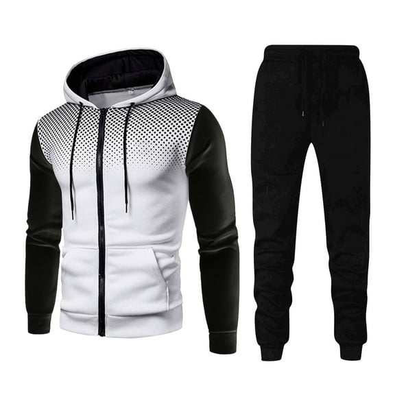 Stamzod Winter Sweatsuits For Men Long Sleeve 2 Piece Full Zip Hoodie Sweatpants Tracksuit Set Casual Comfy Sports Suits S-3Xl Jogging Suits For Men
