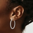thumbnail image 3 of 14K w/White RH-plating Polished Twist Hoop Earrings, 3 of 4