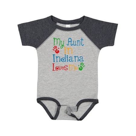 

Inktastic My Aunt in Indiana Loves Me Gift Baby Boy or Baby Girl Bodysuit