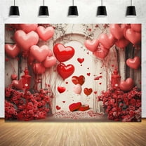 10 x 6.5 ft Valentine's Day Photo Backdrop Rose Wall Wedding Bridal Shower Decoration Backdrop Brick Wall Red Rose Love Heart Party Decor Banner Romantic Lover Portrait Props