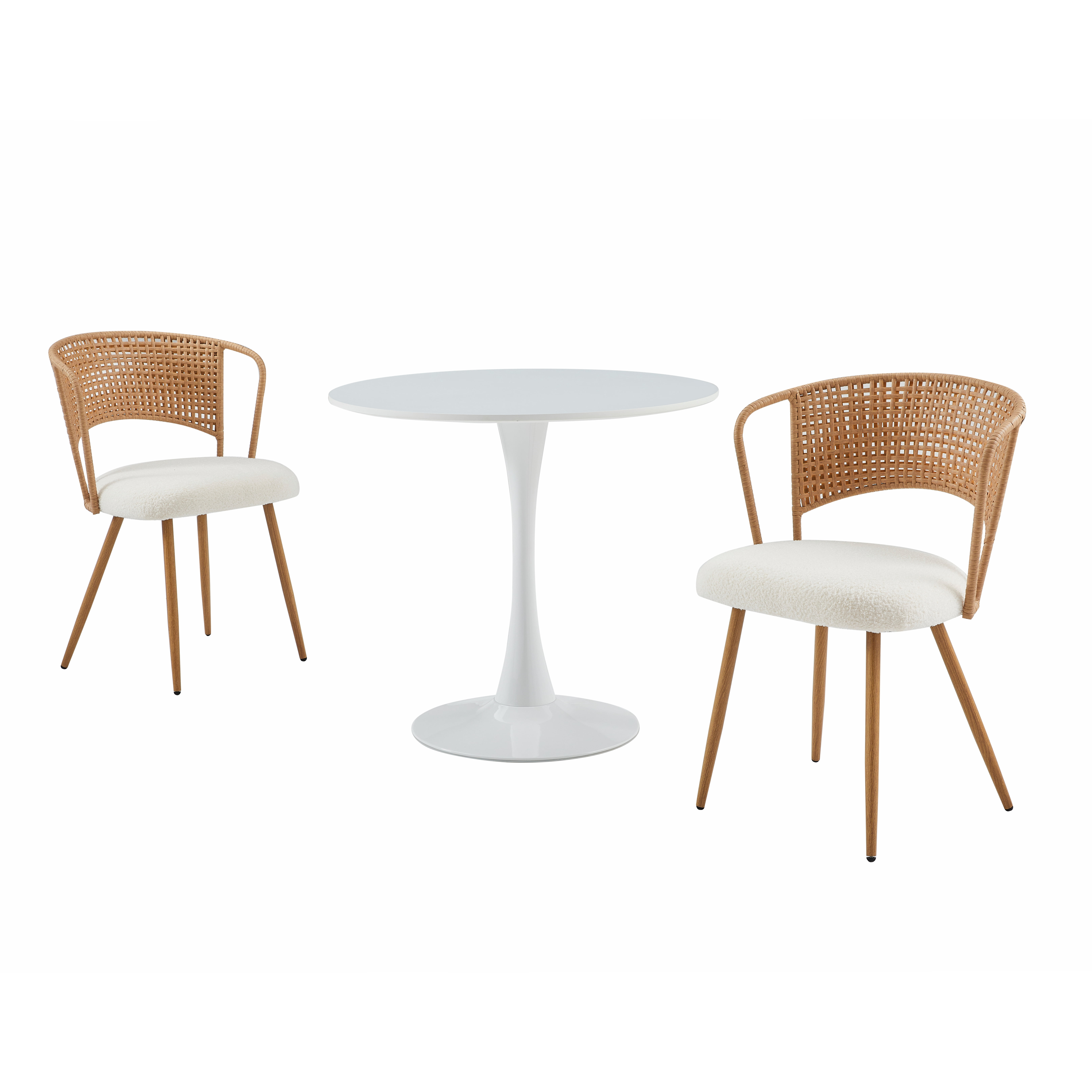 Homy Casa 31.5" Modern Round Dining Table for 2, Pedestal Kitchen Table for Small Spaces, White