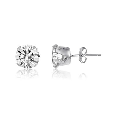 Natalia Drake Genuine 2 Cttw White Topaz Stud Earrings in Rhodium Plated Sterling Silver