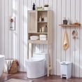 thumbnail image 7 of Over The Toilet Storage Cabinet Bathroom Shelves Organizer Space Saver Freestanding Restroom Shelf with Doors Anti-Tip Device Adjustable Shelf, Grey White, 7 of 7