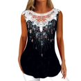 thumbnail image 1 of Playeras,Blusas y Tops,Ropa para Mujer Workout Tank Tops Mujer Túnica para mujer, camiseta holgada, cómoda, informal, fluida, sin mangas, cuello redondo, blusa de encaje (Black, M), 1 of 3