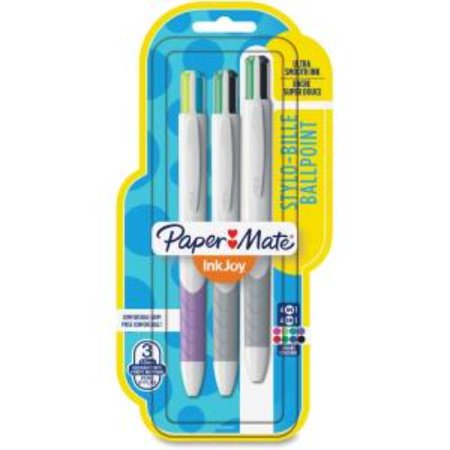 Paper Mate InkJoy Quatro 4-in-1 Retractable Pens - 1 mm Pen Point Size - Refillable - Turquoise, Lime, Magenta, Purple, Black, Blue, Red, Green - 3 /
