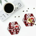 thumbnail image 5 of Pofeuu Buffalo Plaid Love And Gnome Print Leather Coasters Set of 6, Round Cups Mugs Mat Pad for Home Kitchen Heat Resistant Drink Coasters,Hexagon, 5 of 7