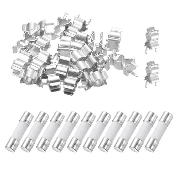 Uxcell 10pcs 4A 250V Fast Blow Ceramic Fuse, 4Amp Cartridge Quick Blow Fuses 5x20mm with 20pcs Clips