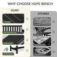 thumbnail image 6 of KINGYES HDPE Outdoor Bench with Integrated Side Tray, 2-Person All-Weather Patio Bench with 660 lbs Capacity, Porch Bench for Backyard, Garden & Park, Black, 6 of 12