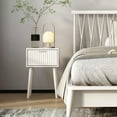 thumbnail image 2 of Nightstands Set of 2, Small Side Table, Bedside Table with Fluted Door, Solid Wood Feet; Modern Mid-Century End Table for Bedroom, Small Space (White), 2 of 13