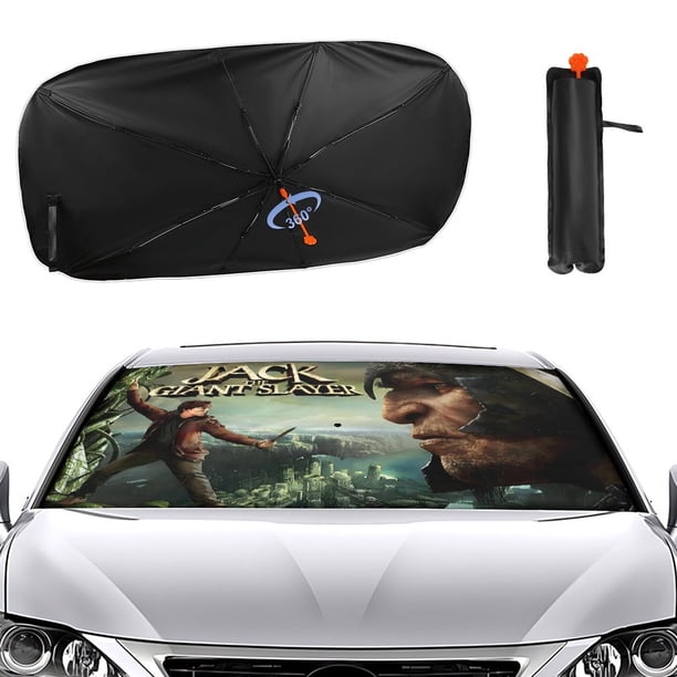 Jack el Cazagigantes Sombrilla Solar para Auto - Protector de Parabrisas Plegable | Cortina Solar Delantero | Bloqueo UV y Aislamiento de Calor 133x73cm