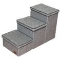 thumbnail image 3 of S SERENABLE 3 Tier Dog Stairs with Storage Compartments Scratch Resistant Older Cat Ramp Grey, 3 of 8