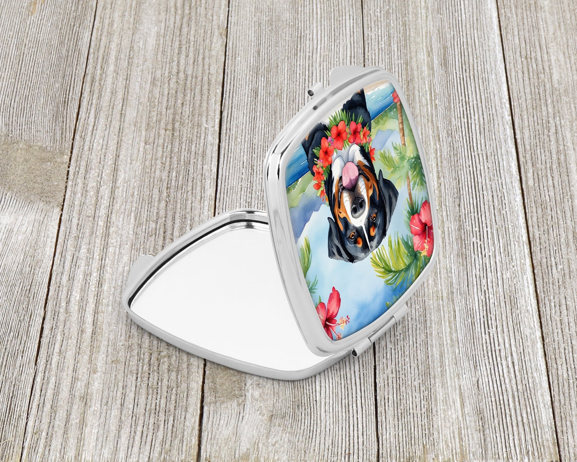 Greater Swiss Mountain Dog Luau Compact Mirror 2.75 in x 3 in
