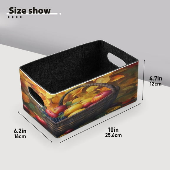 BZSMCE Shelf Baskets Basket Of Fruits Autumn Pattern Storage Cube Bins 10.1*6.3*4.7in Set of 2