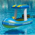 thumbnail image 3 of Zone Tech Harbor Master Inflatable Patrol Boat Pool Float Ride On with Fun Constant Flow Water Squirter for Kids Cool Retro Style for Beach Ocean Pool Lake Extra Thick Large Floatie, 3 of 8