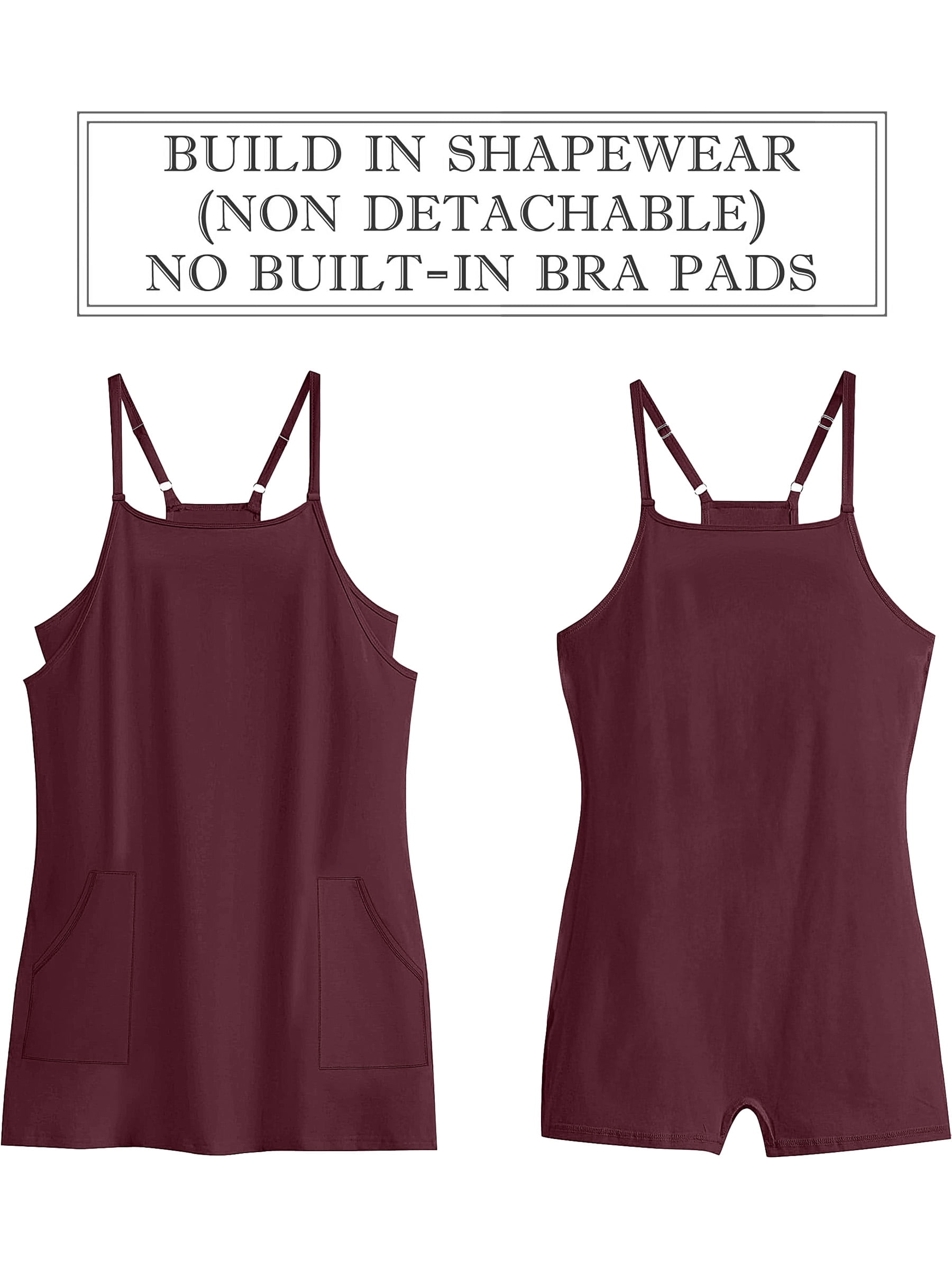 ANRABESS Women's Athletic Dress with Built in Shorts Spaghetti Strap Mini Romper Dress with Pockets, Summer Tennis Workout Dress