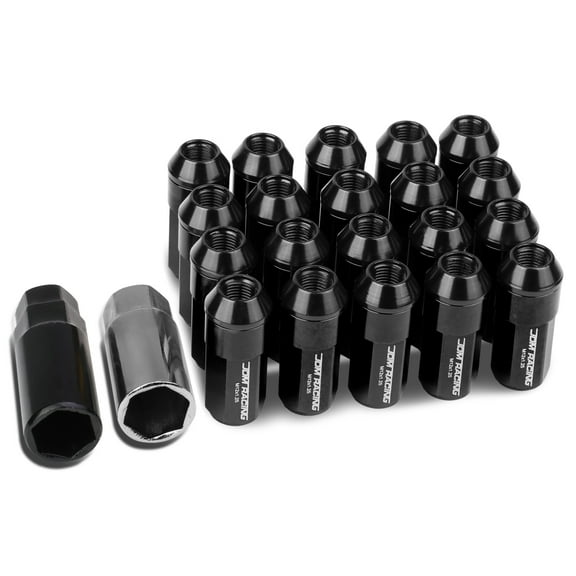 DNA Motoring LN-ZTL-9027-125-BK 20-Piece M12 x 1.25 Aluminum Alloy Wheel Lug Nuts  2 X Deep Drive Extension (Black)