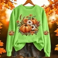 thumbnail image 2 of Halloween Edition Hoodless Sweatshirt for Wear Round Neck Long Sleeve Pullover Cozy Stylish Autumn Seasonal Top for Women Light Green XL, 2 of 5