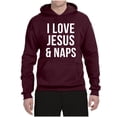 thumbnail image 2 of Wild Bobby, I Love Jesus & Naps Inspirational/Christian Unisex Graphic Hoodie Sweatshirt, Maroon, XX-Large, 2 of 6