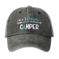 thumbnail image 3 of Womens Beach Hat Men I Am A Happy Camper Embroidery Washed Cotton Camping Baseball Cap Black One Size, 3 of 4
