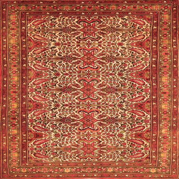 Ahgly Company Indoor Square Persian Orange Traditional Area Rugs, 3' Square