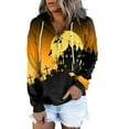 thumbnail image 2 of Femmes Halloween Sweat-Shirts Citrouille Impression Col Rond Pull à Manches Longues Oversize Pull-Overs Jaune XXL, 2 of 6
