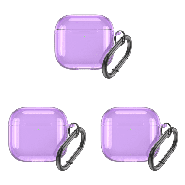 Funda Protectora Transparente Con Mosquetón TPU para Airpods 4 (Transparente) Púrpura