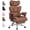Brown(Adjustable Armrest), variant on edx Executive Home Office Desk Chair, Ergonomic Big Tall High Back with Footrest & Lumbar Support, Reclining Comfy PU Leather Computer Gaming Chair with Swivel Wheels, Height Adjustable, White