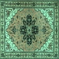 thumbnail image 1 of Ahgly Company Indoor Square Persian Turquoise Blue Traditional Area Rugs, 6' Square, 1 of 4