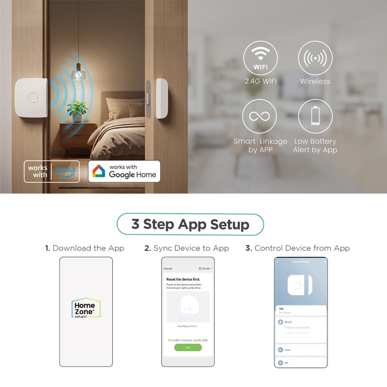 HomeZone Wi-Fi Smart Door and Window Sensor photo 4