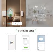 HomeZone Wi-Fi Smart Wireless Window and Door Sensor with App Alerts, White