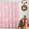 thumbnail image 5 of Shower Curtain 60"W x 72"L Winter Christmas Snowflakes Pink Texture Fabric Shower Curtains Set with Hooks Water Repellent Bathroom Curtains Machine Washable Bathroom Accessories, 5 of 9