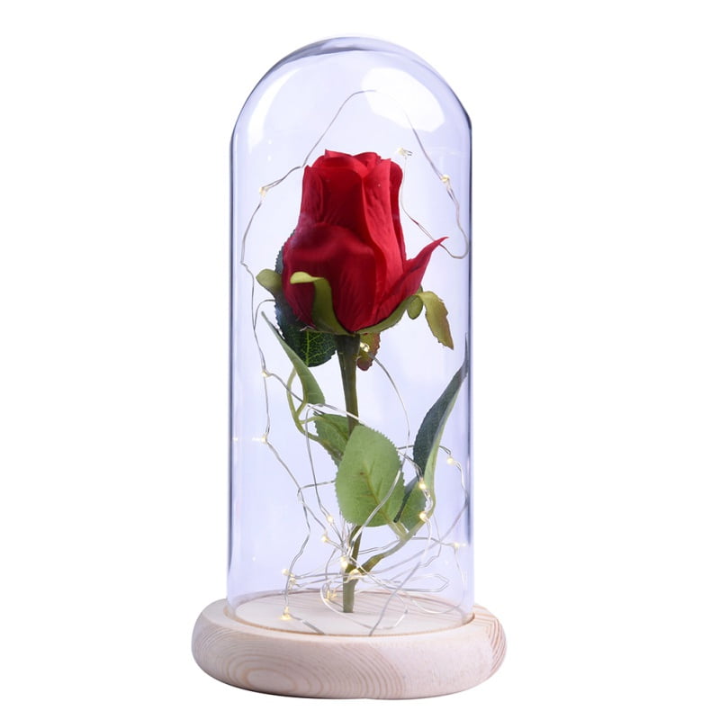 Enchanted Rose In Glass Dome Wedding Decor Gifts Easter's Beauty Flower Home 